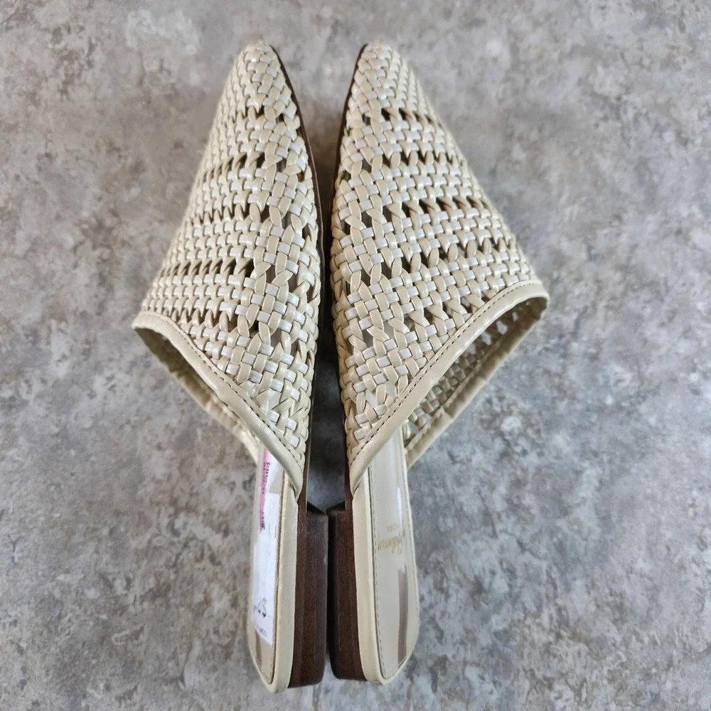 Sam Edelman Leona Mule Cream Ivory Basket Womens 5 Sandals Flats Beach Boho - Picture 4 of 7
